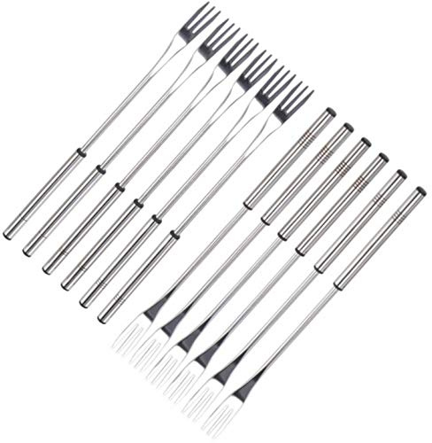marion10020 Fondue-Gabeln Fonduegabeln Fonduespieße Spieße, mit Markierungen, Edelstahl, 26 cm, 12er-Set