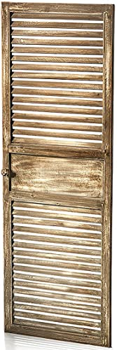 Kobolo Deko-Fensterladen Zier-Fensterladen Tür mit Lamellen - 40x115 cm - Vintage - grau weiß - Innenbereich