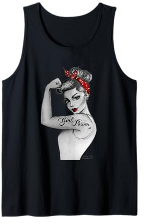 Girl Power Feministische Kunst im Retro Rosie Riveter Stil Tank Top