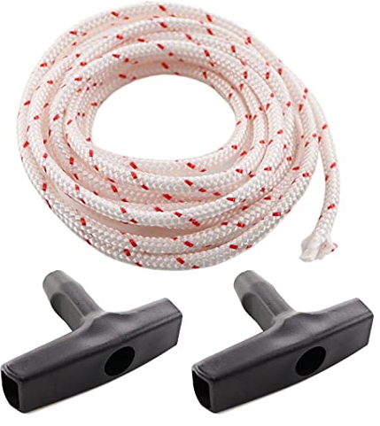 MCHNIC 10 Meter Ø3,5mm Starterseil Zugseil Seil mit Starter Griff für Fadentrimmer Freischneider Motorsäge Kettensäge Rasenmäher Gartengeräte Bürste Schneider Motorteile