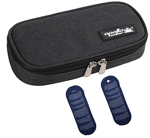 apollo walker Nevera Insulina Viaje Insulina : Organizador Portátil con 2 Bolsa Nevera Pequeña, forro Aislante y Compartimento Para Bolígrafos(negra)