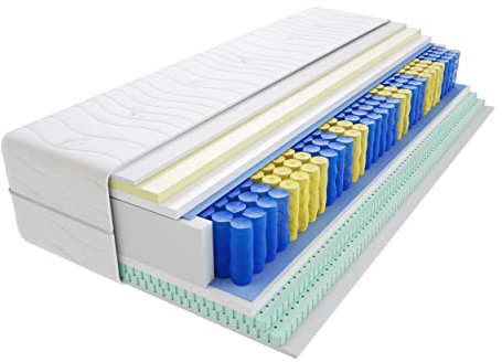 Godre Matratze 70x200 cm Doppelmatratze, H3 Mittelfest Federkernmatratze, Taschenfederkernmatratze 17 cm Hoch Latex Visco Memory Hypoallergene, HR-Schaum, Wendematratze mit Klimafaser Lorena Mini