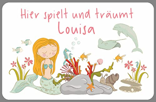 Türschild fürs Kinderzimmer Kinder Namensschild Zimmertür Mädchen Junge Geschenk Geburt Taufe Geburtstag (Meerjungfrau)