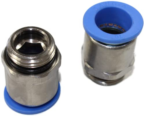Pneumatik Steckanschluss G 1/2 auf 6, 8, 10, 12, 14 oder 16mm Pneumatikschlauch 2er Set zylindrisch Steckverschraubung (1/2 - 10mm)