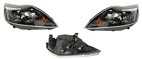 EASYSHOP24H Set Fari Proiettori Anteriori Destro e Sinistro per Focus MK2 2007-2011 H7 H1 con Motore Regolazione