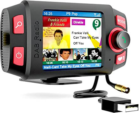 HDCSUN Radio Dab/Dab+ for Auto con Schermo LCD A Colori da 2,4 Pollici, Vivavoce Bluetooth E Streaming Musicale, Adattatore Audio Digitale FM (Kit di Montaggio, Cavi E Antenna Attiva)
