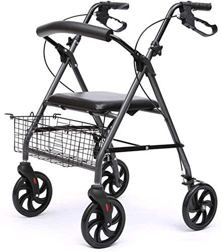 Rollator Faltbar und Leichtgewicht Aluminium Vierrad -Roller -Wanderhilfe, Sitz- Und Einkaufskorb Verstellbare Höhe, Leichtes Und Sicheres Design