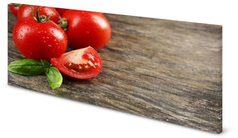 Magnettafel Pinnwand Bild Küche Holz Holzoptik Tomate gekantet Farbe color, Größe 120 x 60 cm