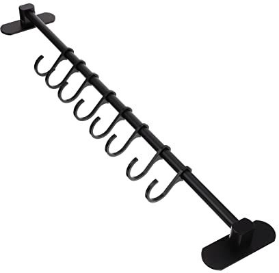 Cabilock Wall Row Hook Punch-Free Aluminum Storage Rack 6 Hooks for Keys Bags Decorative Pendants Bedroom Bathroom Kitchen Organiser