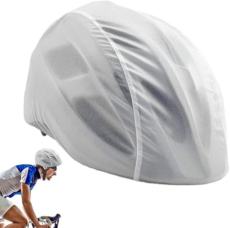Labstandard Universal Fahrradhelm Regenschutz Wind-Wasserdichter Helmbezug Reflektierende Fahrrad Regenhaube Helm Überzug mit Elastisches Kanten Design für Ausflüge Reisen und Fahrten (Weiß)