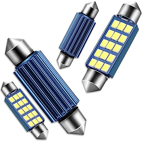 GKmow Pack-4 578 LED Extremely Bright Bulbs, 1.59 6500K 2835 Chipsets 400LM Bulbs for LED Interior Dome Map Door Lights 211-2 212-2 569 6411 6451 41mm 42mm (White)