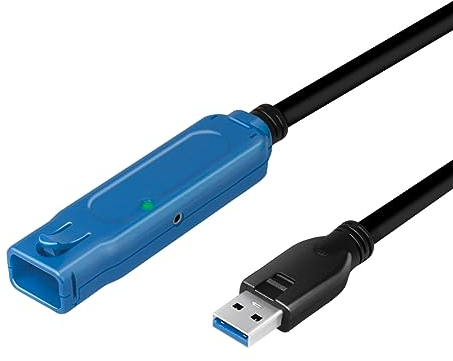 LogiLink USB 3.2 (Gen1) Verlängerungskabel, USB-A (Stecker) zu USB-A (Buchse) mit Verstärker, Länge: 20 m