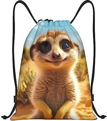 702 Turnbeutel, Erdmännchen Verstellbar Rucksack Mit Kordelzug Zuziehbeutel Unisex Für Urlaub Damen Herren 36X42Cm