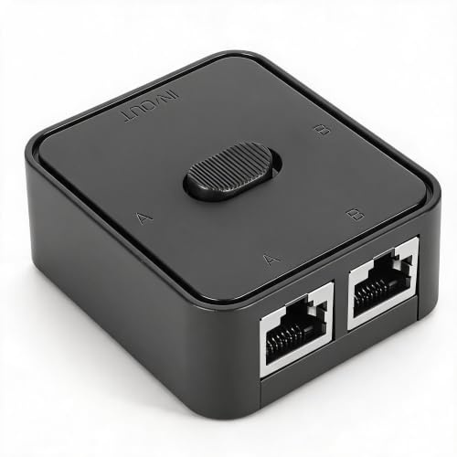 2-Port Gigabit Netzwerk Switch, 10/100/1000 Mbps PoE Extender | Ethernet Repeater Adapter RJ45 Splitter Home Office 2 Inputs 1 Output 1 Input 2 Outputs