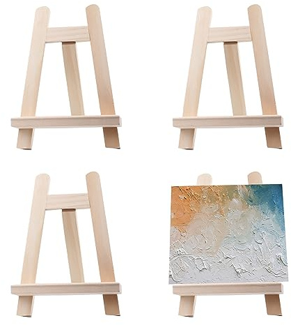 SPORWAY Mini Cavalletto 4 Pezzi, Cavalletto da Tavolo in Legno Supporto per Carte 15 x 20 cm, Cavalletto in Legno Piccolo per Matrimonio Supporto per Cornici per Dipingere, Disegnare, Esposizione di