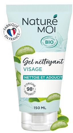 Naturé Moi - Gel nettoyant visage - Nettoyant visage Fraîcheur - Soin visage à l'Aloe Vera Bio - 98% d'Origine Naturelle - 150 ml - Fabriqué en France