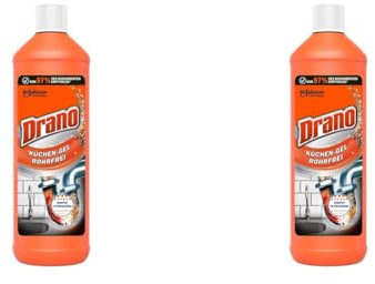 Drano Küchen-Gel Rohrfrei Abflussreiniger, Rohrreiniger für die Küche, entfernt Verstopfungen, 2er Pack x 1000 ml