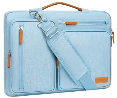 MOSISO 360° Laptoptasche 16 Zoll für MacBook Pro M5 M4 M3 M2 M1, Lenovo HP | Stoßfest, Wasserdicht Umhängetasche mit 4 Fächer Kompatibel mit 15-16 MacBook Pro, Lenovo HP Dell Acer ASUS, Luft Blau