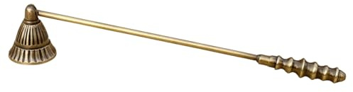 Living Ideas Handmade Solid Brass Candle Snuffer Farmhouse Modern Candle Extinguisher with Long Handle, Antique Brass Candle Snuffer Gift for Candle Lovers Classic Look Gold Wick Candlesnuffers