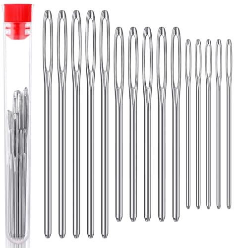 Lusofie 15 Pcs Large Eye Blunt Needles Stainless Steel Darning Needle Blunt Needles for Yarn Knitting Needles Leather Sewing Needles Crochet Needles for DIY Sewing Handmade Crafts