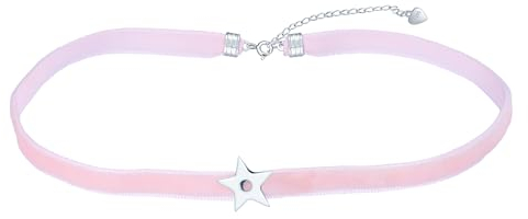 MICMIF Silber 925 Halskette Damen Choker Samt Schwarz/Rosa Stern Anhänger mit Halsband Kette Verstellbarer Kragen Halsketten für Frauen Teenager Mädchen