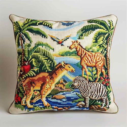 kitphoenix Knüpfkissen Zum Selber Knüpfen Knüpfen Set Knüpfteppiche Settier Elefant Tiger Löwe3D Handgemachte Geschenke Knüpfteppich Für Kinder Und Erwachsene Knüpfset 43Cm X 43Cm