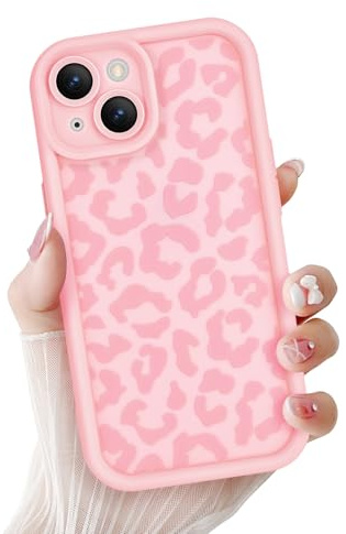 Newseego Custodia Compatibile per iPhone 15 6.1, Estetica Stampa Leopardo Pattern Design per Ragazze Donne Cover Morbida Slim TPU All-inclusive Lens Cover Antiurto per iPhone 15 - Rosa