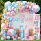 vamei 122pcs Gender Reveal Party Decoration avec Boite Baby, Kit Arche Ballon Rose Bleu, Boy or Girl Ballon, Cube Baby Shower Décoration Baptême Révélation Sex Bebe Garçon Fille