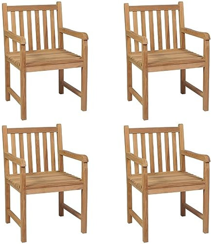 Sufrk Gartenstühle 4 STK. Massivholz Teak Hochlehner Gartenstuhl GartenstüHle Stapelbar