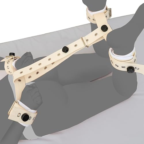 KlinikBondage Hand und Fuß Fesseln Bondage-Set BDSM Fessel-Set I Fesseln hogtied Fixierung sehr stabil - Premium Sexspielzeug I weiß I handgefertigt aus Baumwolle