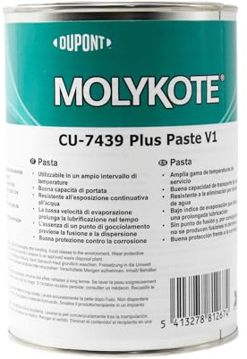 Molykote Cu-7439 Plus Paste V1 1kg Lubricant Grease & Metal Surface Adhesion with Powder Copper Long Term High Load Anti Sieze for Machine Component Corrosion Resistance High Temperature