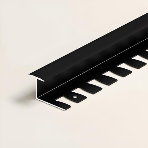 Raouoae Hochwertiges Biegbares Abschlussprofil Metallprofil Eloxiertem Aluminium 135cm 2 Stück Biegbares Profil Ideal Für Badezimmer Und Küchen(Schwarz,T-TYP_HOCH: 15.5MM)