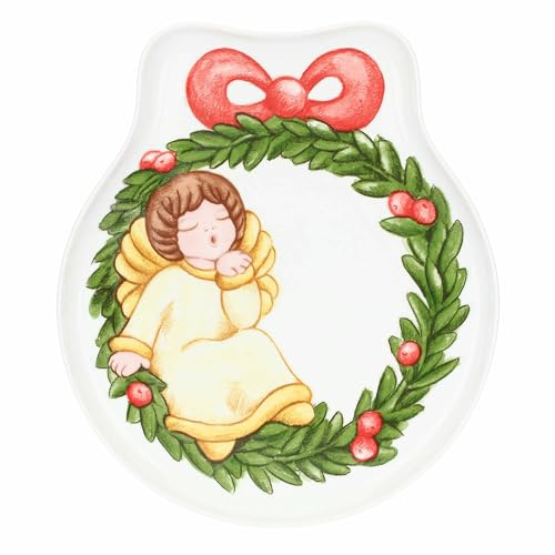 THUN, Piatto a Forma di Ghirlanda in Porcellana, Collezione Sorprese di Natale, Piatto da Collezione, Idea Regalo per Natale, 32 x 28 x 2 cm