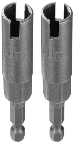 sourcing map 2 Stück H10 Flügelmutter-Schraubendreher, 10 mm, metrisch, 6-Punkt-Stecknuss, 1/4-Zoll-Sechskantschaft, tiefer Schlitz, Flügelmutter-Bohrer, CR-V-Stahlschlüssel, Schlagschrauber-Werkzeug