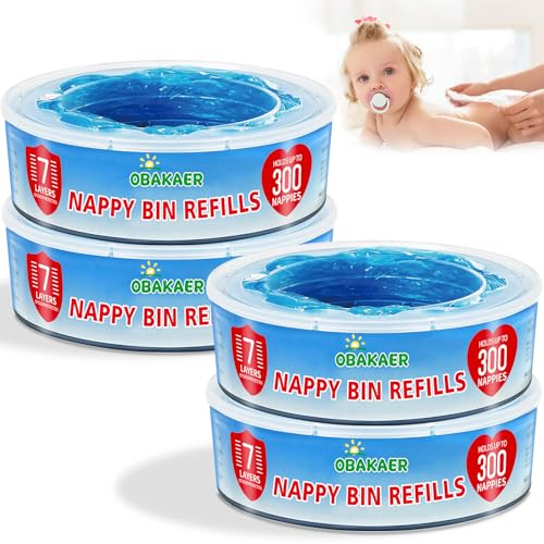 Nappy Bin Refill Compatible with Nappy Bin Refills & for Litter Locker II Nappy Disposal System,4 Pack Nappy Sacks,incompatible with Dress Up,Dress Up XL,Classic XL,for LitterLocker Fashion