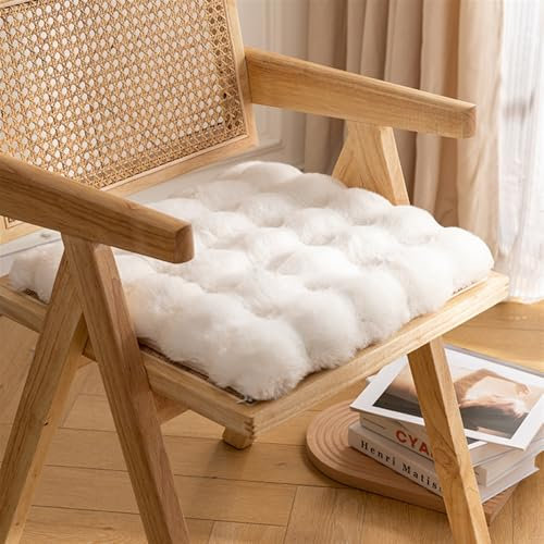 Lifup 4er Set Stuhlkissen rutschfeste, Bodenkissen Stuhlauflage Plüschmatte, Sitzerhöhung Waschbare Weiche Sitzkissen Komfort Stuhlauflage als Stuhl Kissen Weiß 4 Stück 40 x 40 cm