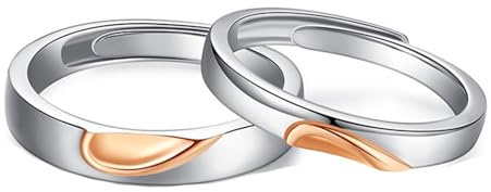 Calefee Verlobungsring Silber Paar, Ringe Partnerringe Silber 925 Personalisierte Verstellbar Roségoldener Puzzle-Herzring