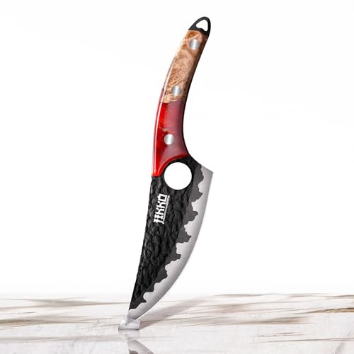 JIKKO® Phoenix Edition – Couteau de cuisine forgé | Acier japonais triple couche SUS440A (~57HRC) | Manche bois d’olivier & résine | Étui cuir offert | Édition limitée