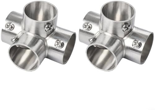 Puupaa 2 connettori per tubi in acciaio inox, flangia ad angolo retto, diametro interno di 26 mm, per appendiabiti, scaffali, mobili da costruzione, assemblaggio serra (4 vie)