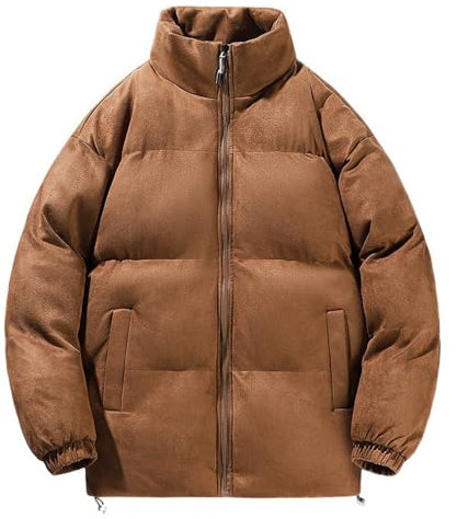 NITRY Langarm Jacke Herren Leichte Mode Casual Outdoorjacke Herren Verdicken Komfortabel Warm Baumwolle Jacke Herren Klassisch Trend All-Match Kältejacke Herren F-Coffee S