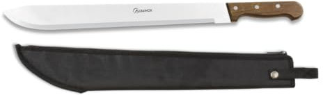 Generico Coltello da Caccia con Lama 45 cm, Manico in Legno, Fodero in Nylon