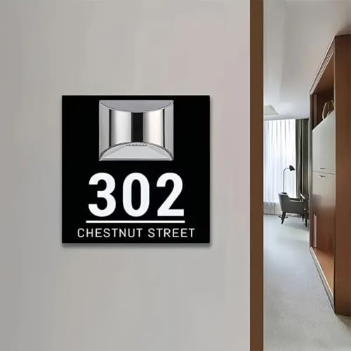 Anpassat husnummer skylt LED nummerlåda personlig adress platta upplyst husskylt hus namn plakat för utomhus (30 x 30 cm)