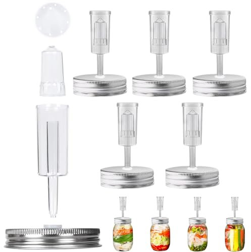 Mason Jar Fermentation Lids Plastic Fermentation Kit Includes 6 Fermenting Lids and 6 Airlocks 2.76 Regular Mouth (Jars Not Included)