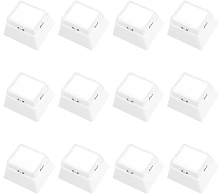 SG Store 12 Teclas Doble Capa de Plástico Personalizadas para Bricolaje de 18 X 18 Mm con Tapa de Cubierta Transparente (Blancas)