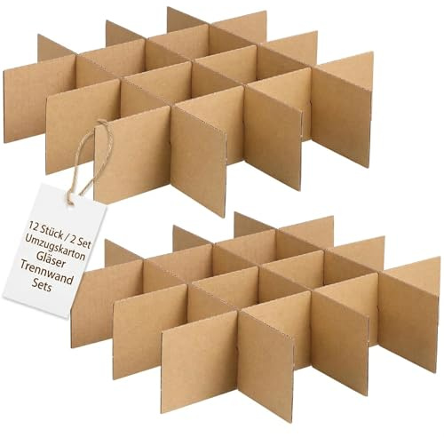 MAGICLULU 2 Set Umzugskarton-Gläser-Trennwand-Sets Für Den Umzug Trennwände Aus Pappe Weingläser Kartonfächer Trennwände Glaswaren Geschirr Verpackungsmaterial Verpackungskartons