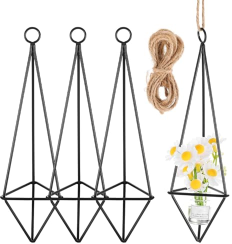 Alasum Geometrischer Hängender Pflanzgefäß Luftpflanzenhalter Metall Für Tillandsien 4Er Set 7.68 X 2.17 X 2.17 in Für Wohnzimmer Büro Fenster Wandregal Innenbereich Garten Terrasse