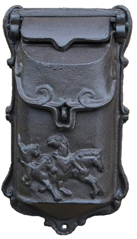 BeiJingYZ Piccole Cassetta della Posta da Esterno in Metallo, Cassetta Postale Decorativa da Parete in Ghisa con Goffratura, Buca Lettereper Ville con Giardino, 16 * 7 * 28 cm
