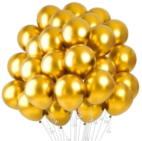 100 palloncini da 12 pollici, colore oro metallizzato, per compleanno, laurea, battesimo, San Valentino, baby shower, decorazione