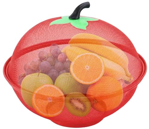 Fruit Bowl with Lid 11 Inch Metal Wire Mesh Fruit Basket with Raised Bottom Stylish and Functional Food Basket for Kitchen Red Bowl With Lid With
