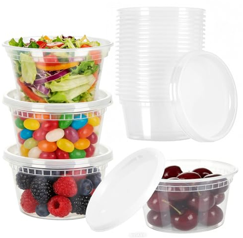 Romon Contenitori Ermetici per Alimenti, Set Di 24 Récipients in Plastica, Vaschette Con Coperchio, Kit per Conservazione Cibo, Compatibili Con Microonde E Frigorifero, Facile Da Riporre (350ml/12oz)